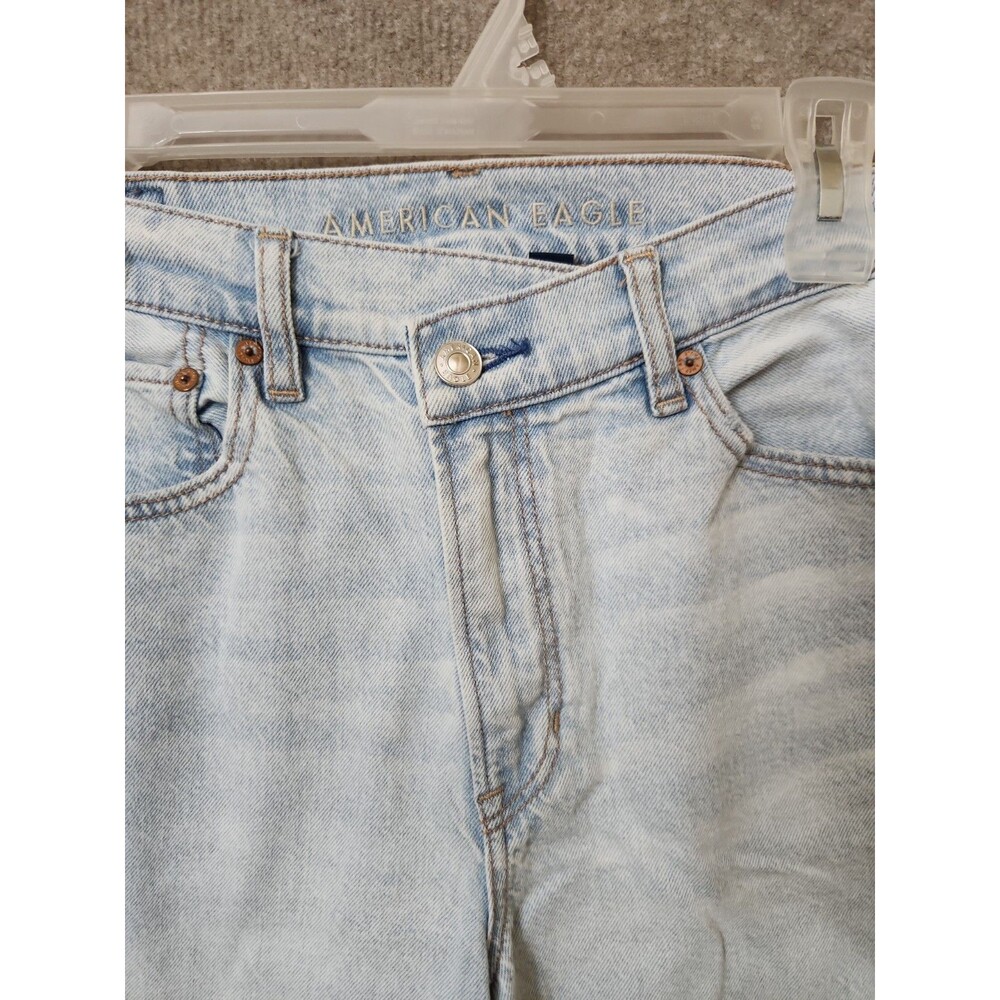 American Eagle Baggy Straight Jeans Womens 6 Long Blue Light Wash Strigid - Picture 5 of 11